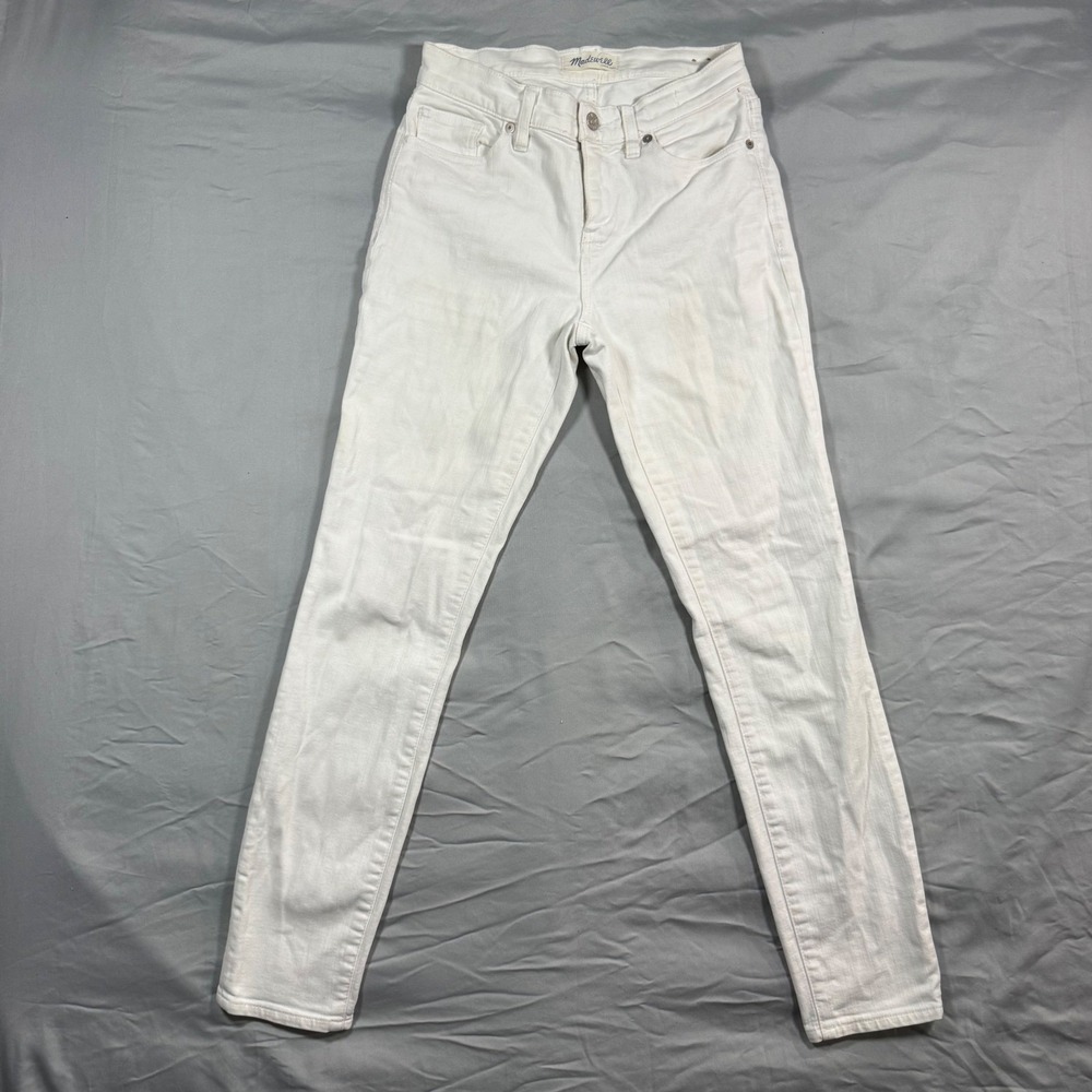 Madewell High Riser Skinny Jeans White Straight Leg Denim Women's 25 Boho - Picture 2 of 12